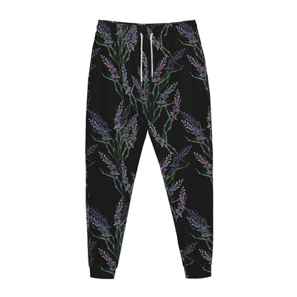 Embroidery Lavender Pattern Print Jogger Pants