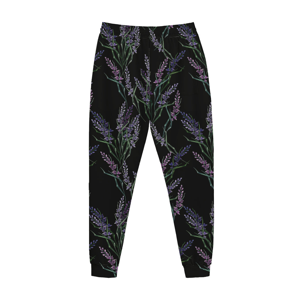 Embroidery Lavender Pattern Print Jogger Pants