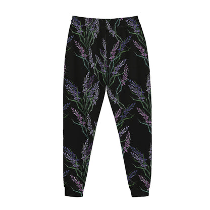 Embroidery Lavender Pattern Print Jogger Pants