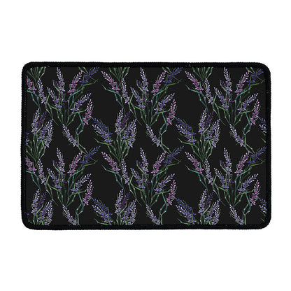 Embroidery Lavender Pattern Print Kitchen Mat
