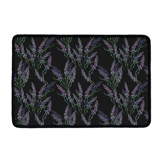 Embroidery Lavender Pattern Print Kitchen Mat