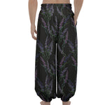 Embroidery Lavender Pattern Print Lantern Pants