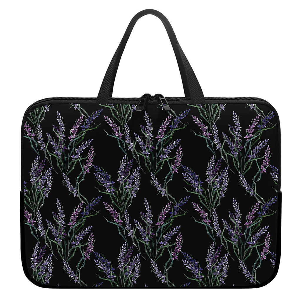 Embroidery Lavender Pattern Print Laptop Sleeve With Handle