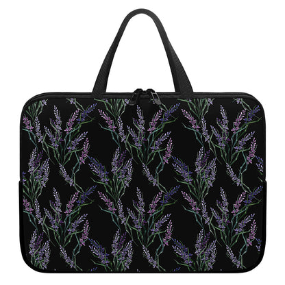 Embroidery Lavender Pattern Print Laptop Sleeve With Handle