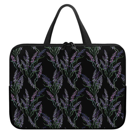 Embroidery Lavender Pattern Print Laptop Sleeve With Handle