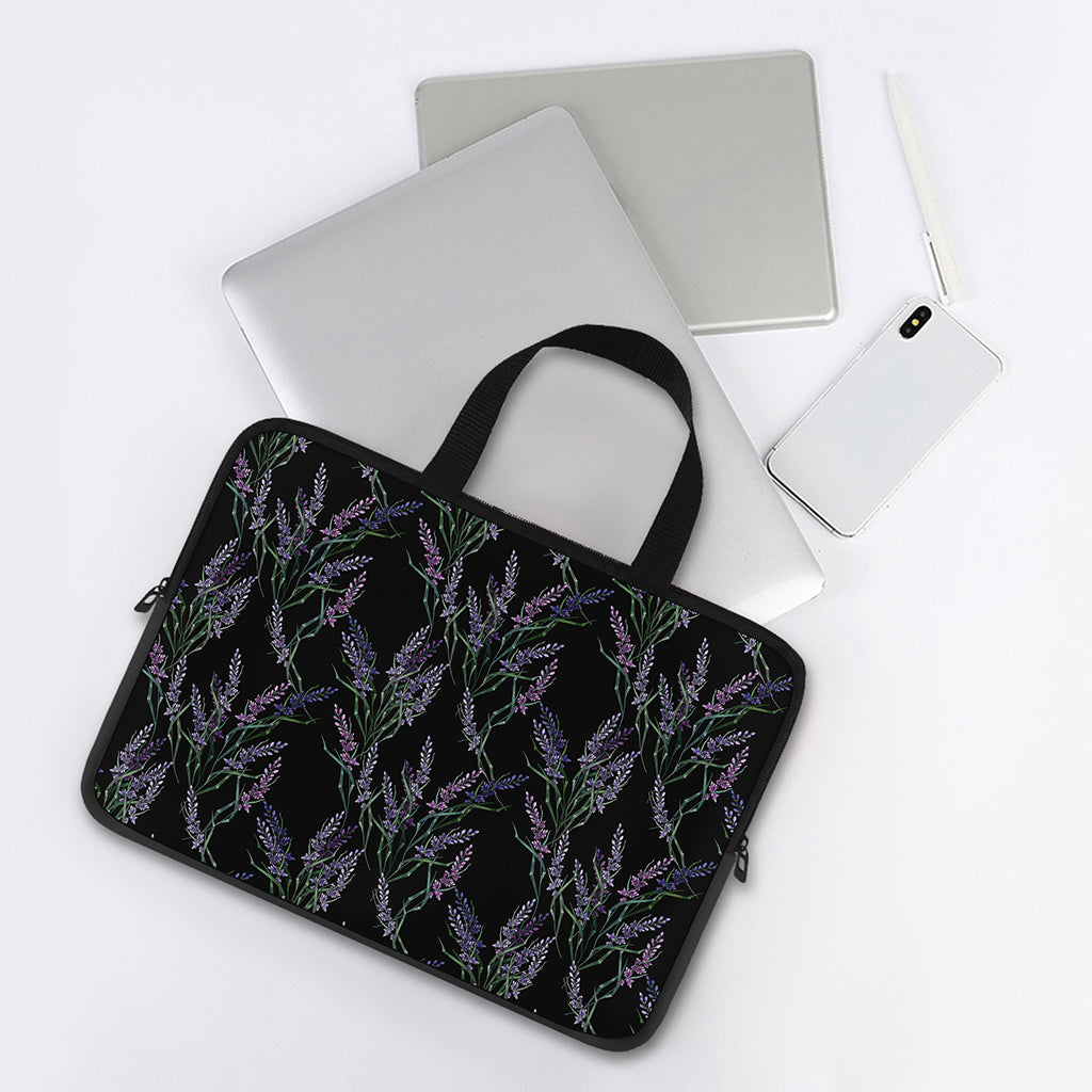 Embroidery Lavender Pattern Print Laptop Sleeve With Handle