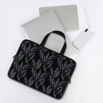 Embroidery Lavender Pattern Print Laptop Sleeve With Handle