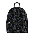 Embroidery Lavender Pattern Print Leather Backpack
