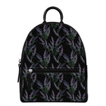 Embroidery Lavender Pattern Print Leather Backpack