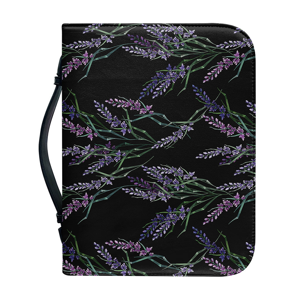 Embroidery Lavender Pattern Print Leather Bible Cover
