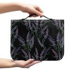 Embroidery Lavender Pattern Print Leather Bible Cover