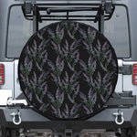 Embroidery Lavender Pattern Print Leather Spare Tire Cover