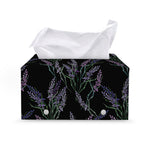 Embroidery Lavender Pattern Print Leather Tissue Box Cover