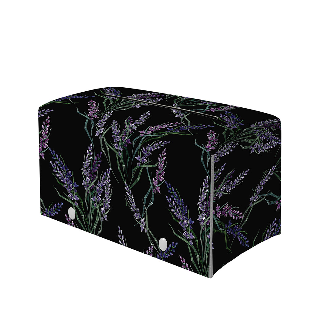 Embroidery Lavender Pattern Print Leather Tissue Box Cover