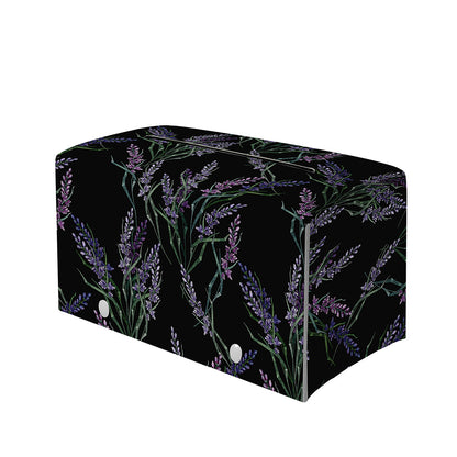 Embroidery Lavender Pattern Print Leather Tissue Box Cover
