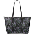 Embroidery Lavender Pattern Print Leather Tote Bag With Zipper