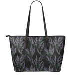 Embroidery Lavender Pattern Print Leather Tote Bag