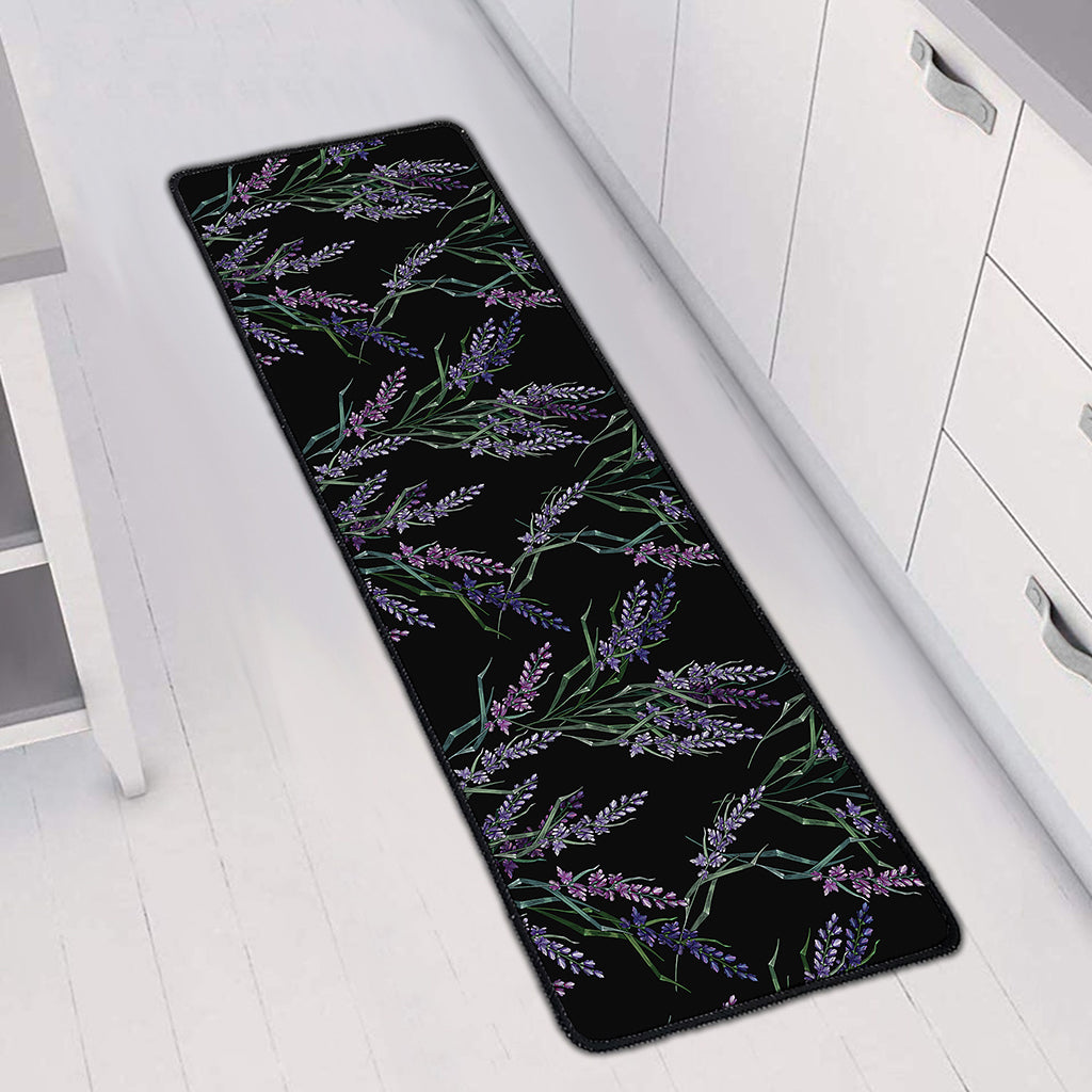 Embroidery Lavender Pattern Print Long Kitchen Mat