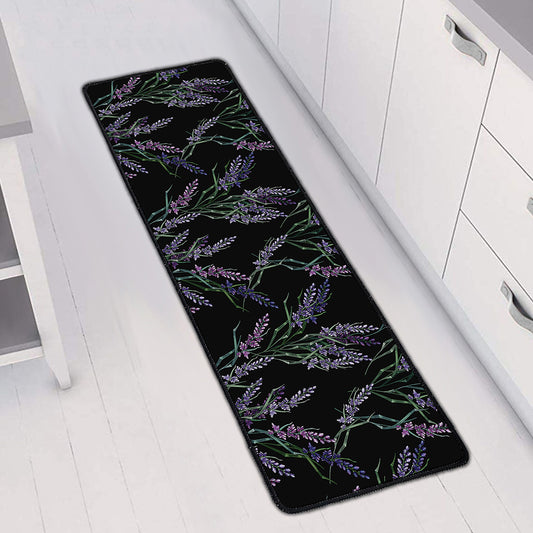 Embroidery Lavender Pattern Print Long Kitchen Mat