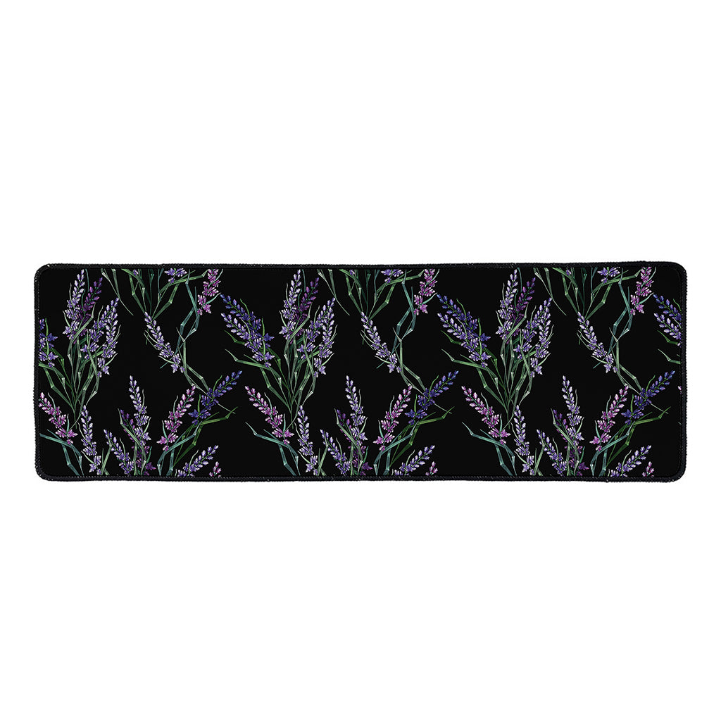Embroidery Lavender Pattern Print Long Kitchen Mat