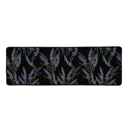 Embroidery Lavender Pattern Print Long Kitchen Mat