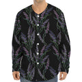 Embroidery Lavender Pattern Print Long Sleeve Baseball Jersey
