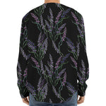 Embroidery Lavender Pattern Print Long Sleeve Baseball Jersey