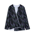 Embroidery Lavender Pattern Print Long Sleeve Short Coat
