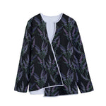 Embroidery Lavender Pattern Print Long Sleeve Short Coat
