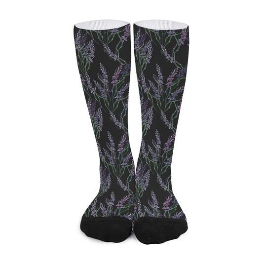 Embroidery Lavender Pattern Print Long Socks
