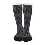 Embroidery Lavender Pattern Print Long Socks