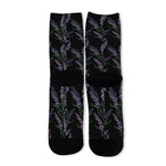 Embroidery Lavender Pattern Print Long Socks