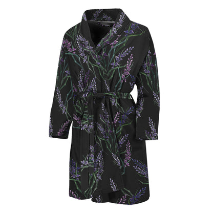 Embroidery Lavender Pattern Print Men's Bathrobe