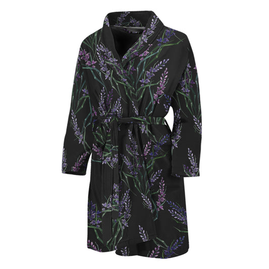 Embroidery Lavender Pattern Print Men's Bathrobe