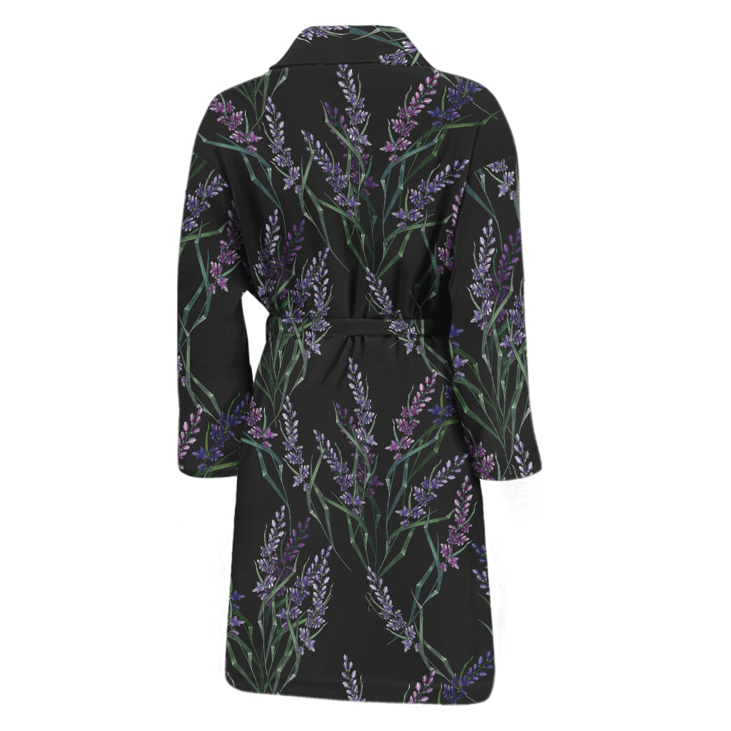 Embroidery Lavender Pattern Print Men's Bathrobe