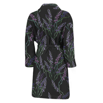 Embroidery Lavender Pattern Print Men's Bathrobe