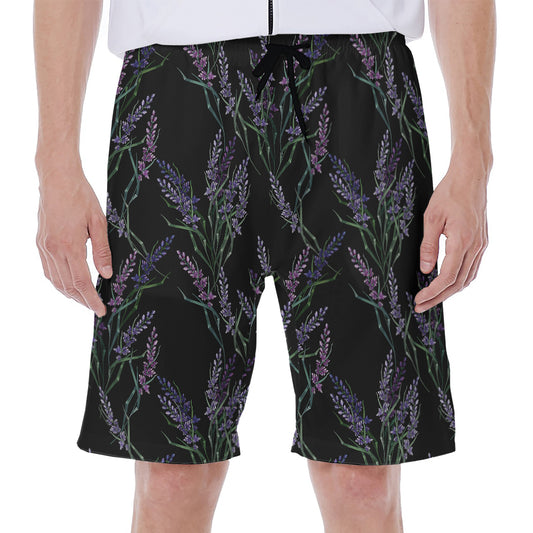 Embroidery Lavender Pattern Print Men's Beach Shorts