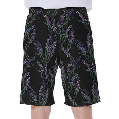 Embroidery Lavender Pattern Print Men's Beach Shorts