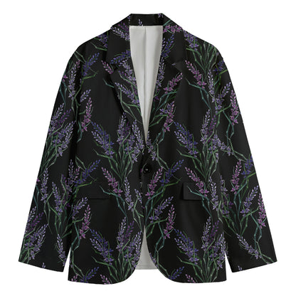 Embroidery Lavender Pattern Print Men's Blazer