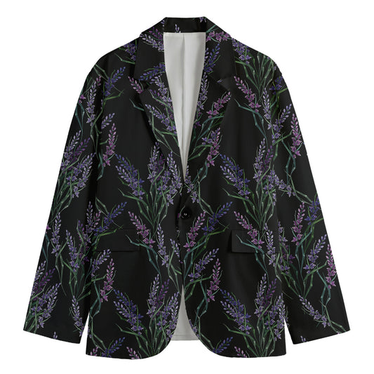 Embroidery Lavender Pattern Print Men's Blazer