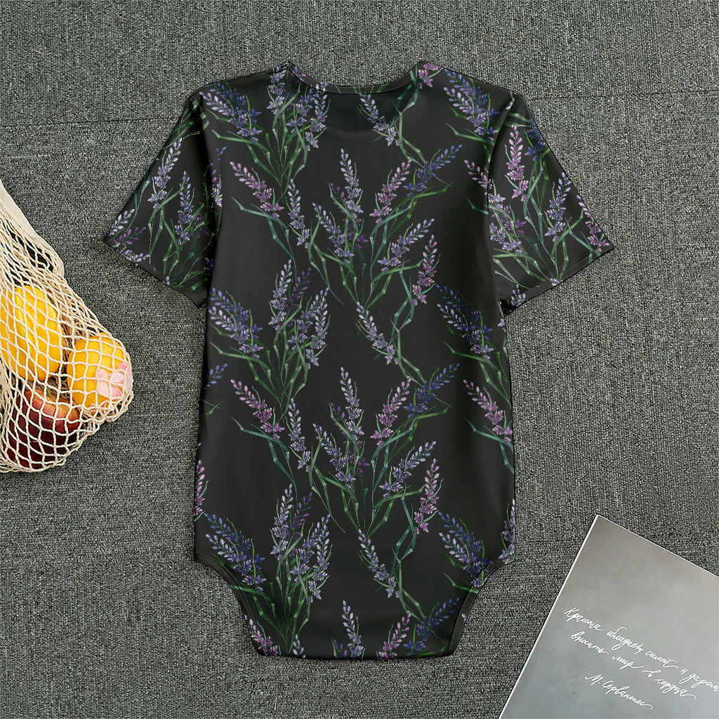 Embroidery Lavender Pattern Print Men's Bodysuit