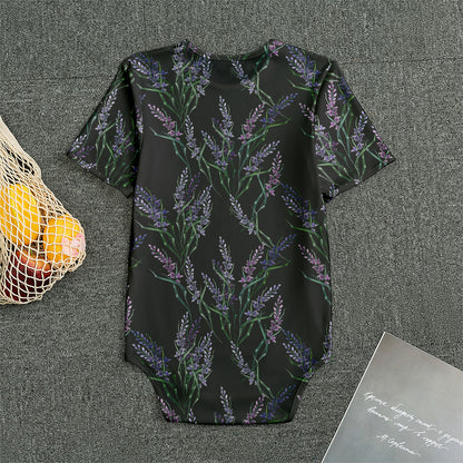 Embroidery Lavender Pattern Print Men's Bodysuit