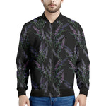 Embroidery Lavender Pattern Print Men's Bomber Jacket