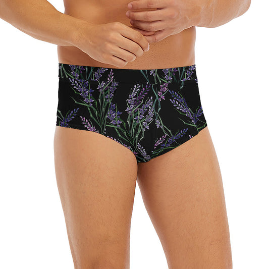 Embroidery Lavender Pattern Print Men's Briefs