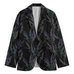 Embroidery Lavender Pattern Print Men's Cotton Blazer