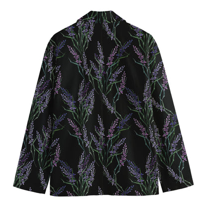 Embroidery Lavender Pattern Print Men's Cotton Blazer