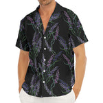 Embroidery Lavender Pattern Print Men's Deep V-Neck Shirt