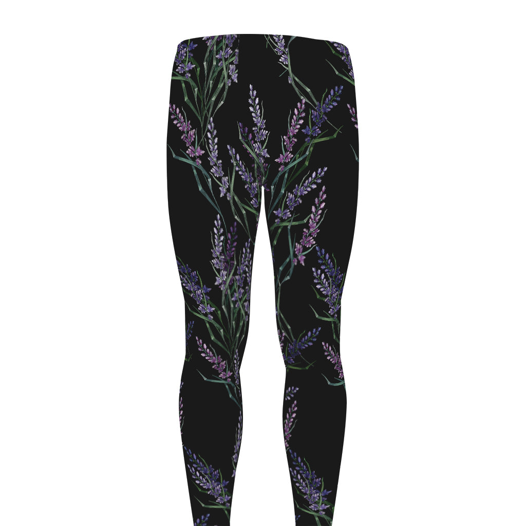 Embroidery Lavender Pattern Print Men's leggings