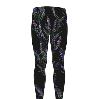 Embroidery Lavender Pattern Print Men's leggings