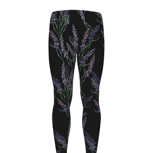 Embroidery Lavender Pattern Print Men's leggings
